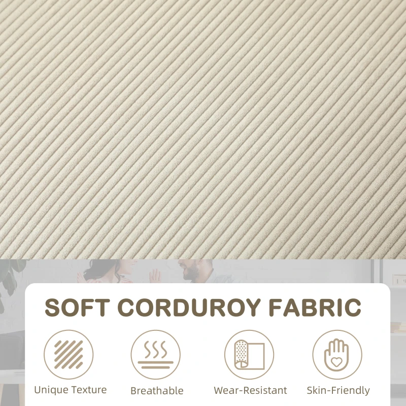 HOMCOM Three-Seater Corduroy Sofa - Cream White