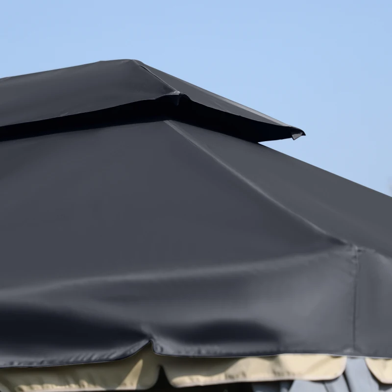 Outsunny 3 x 4m Aluminium Garden Gazebo, Marquee Canopy Shelter Pavilion Party Tent with Nets and Curtains for Garden and Deck, Black