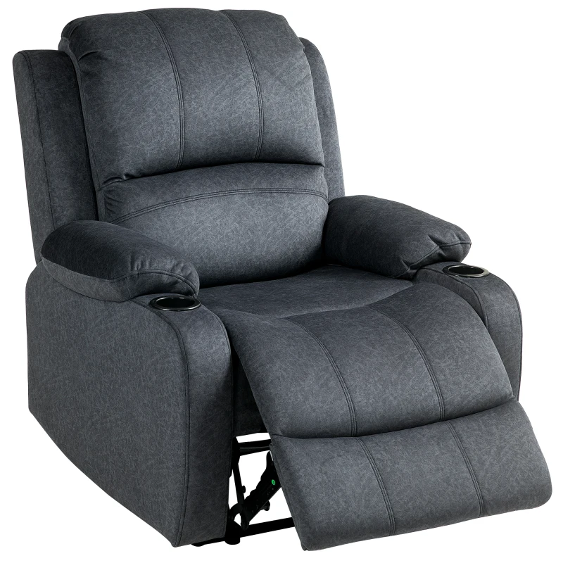 HOMCOM Microfibre Manual Reclining Armchair, with Footrest - Black