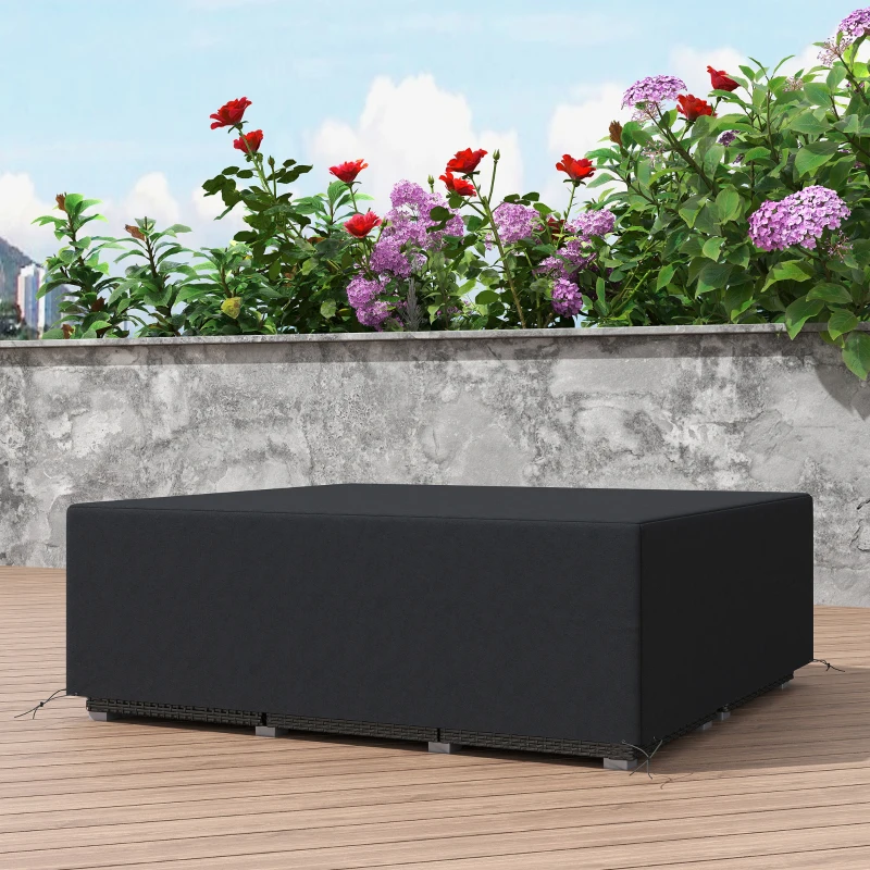 Outsunny 600D Oxford Outdoor Garden Furniture Sofa Set Cover, Waterproof Anti-UV Rattan Sun Lounger Protection Protector Cover, 225L x 210W x 70Hcm, Black
