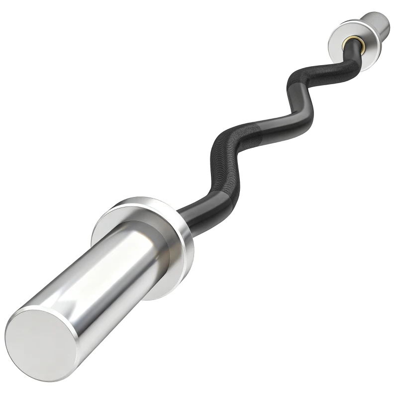 SPORTNOW 4ft Olympic EZ Curl Bar, Barbell Bar for 2" Weight Plates with Non-Slip Hand Grip 120cm