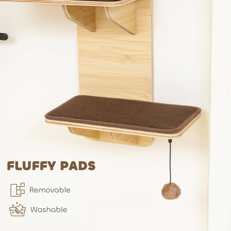 PawHut 4-Level Door Mounted Cat Tree with Washable Plush Mats, Toy Balls, Door Hanging Cat Shelf for Indoor Cats