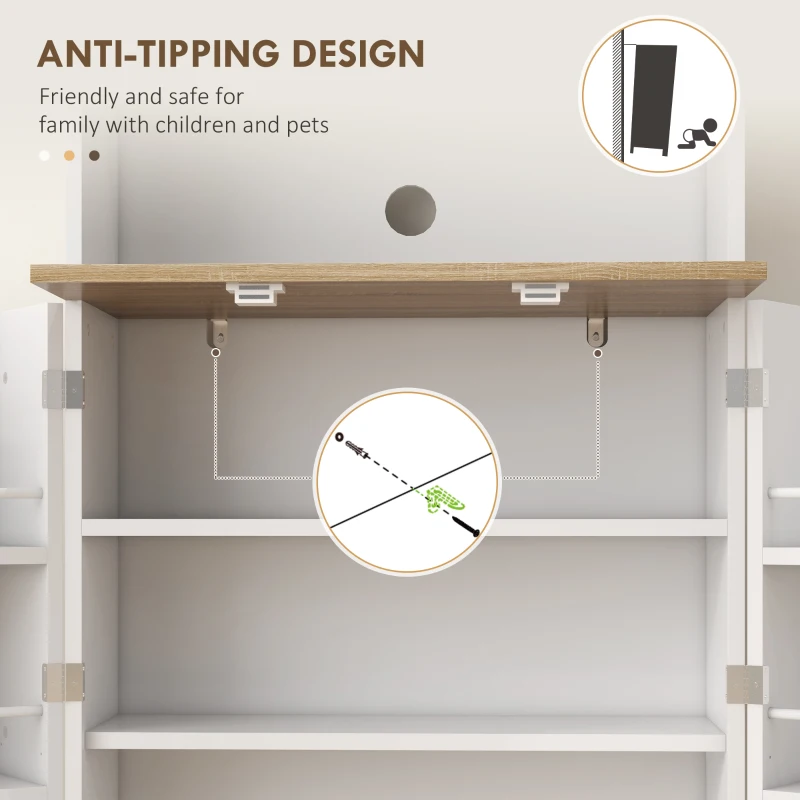 HOMCOM Two-Part Kitchen Storage Cabinet - White