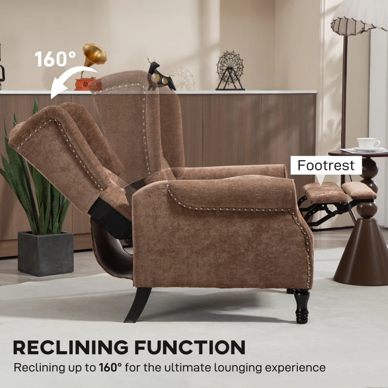 HOMCOM 150° Reclining Vintage Armchair, with footrest - Brown
