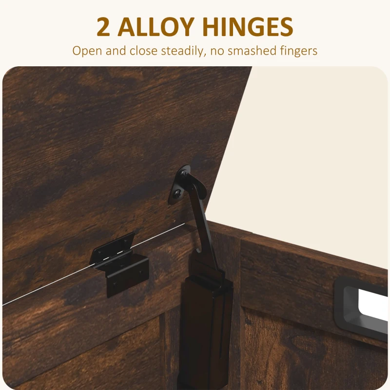 HOMCOM Storage Chest, Modern Storage Trunk with 2 Safety Hinges and Cut-out Handles, Wooden Toy Box for Living Room, Entryway, 76 x 40 x 48 cm, Rustic Brown