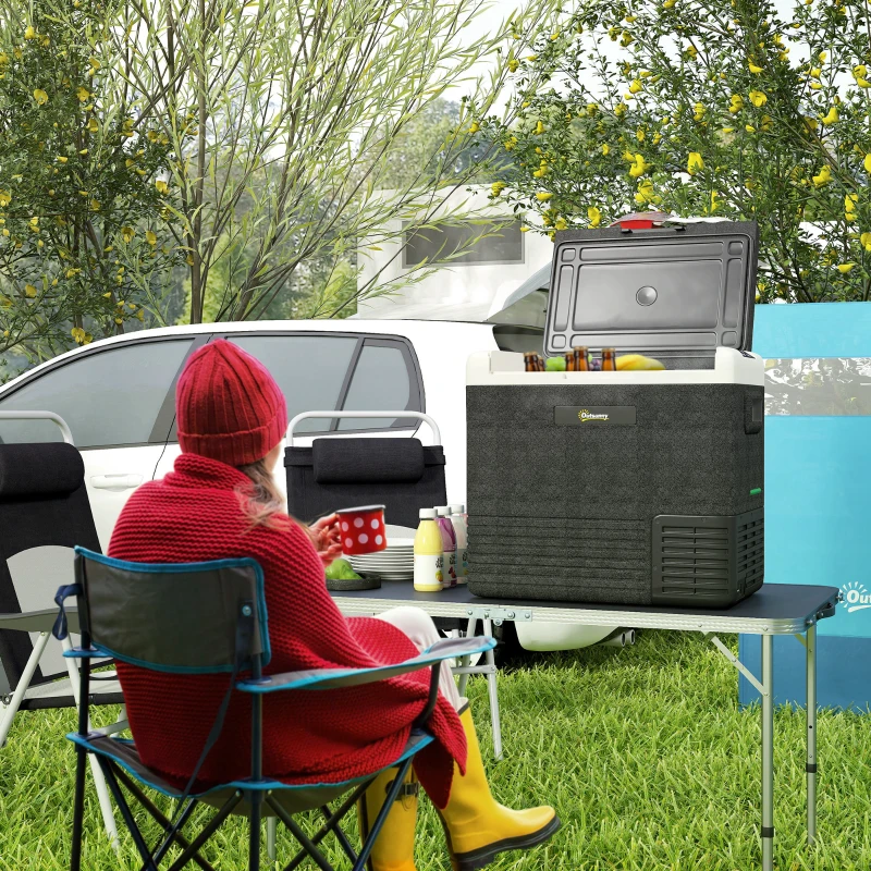 Outsunny 50L Portable Car Refrigerator - Grey and Black
