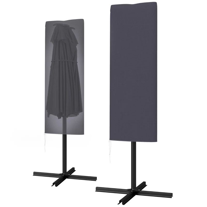 Outsunny Garden Parasol Cover with Rod, Zipper, Dark Grey