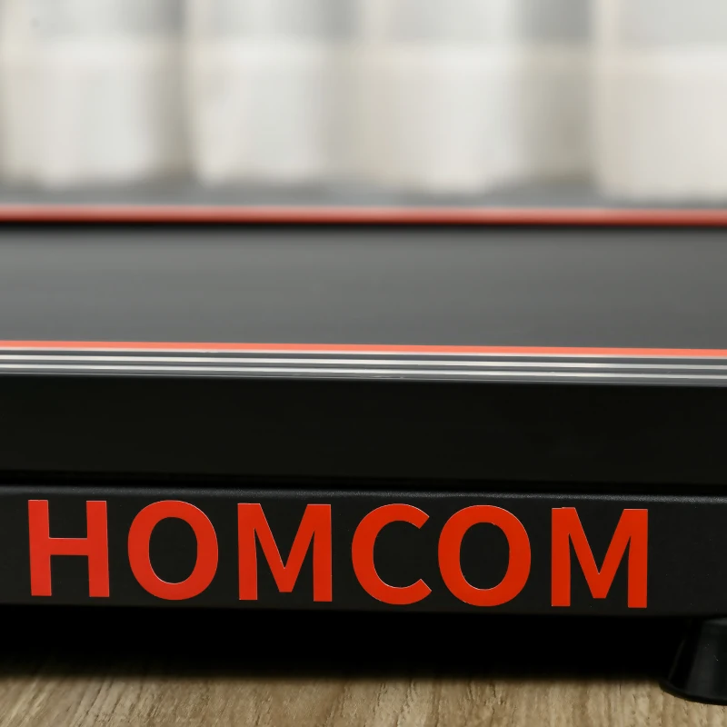 HOMCOM Foldable Walking Treadmill, with LED Display and Wheels, for Home, Office, Gym, Red
