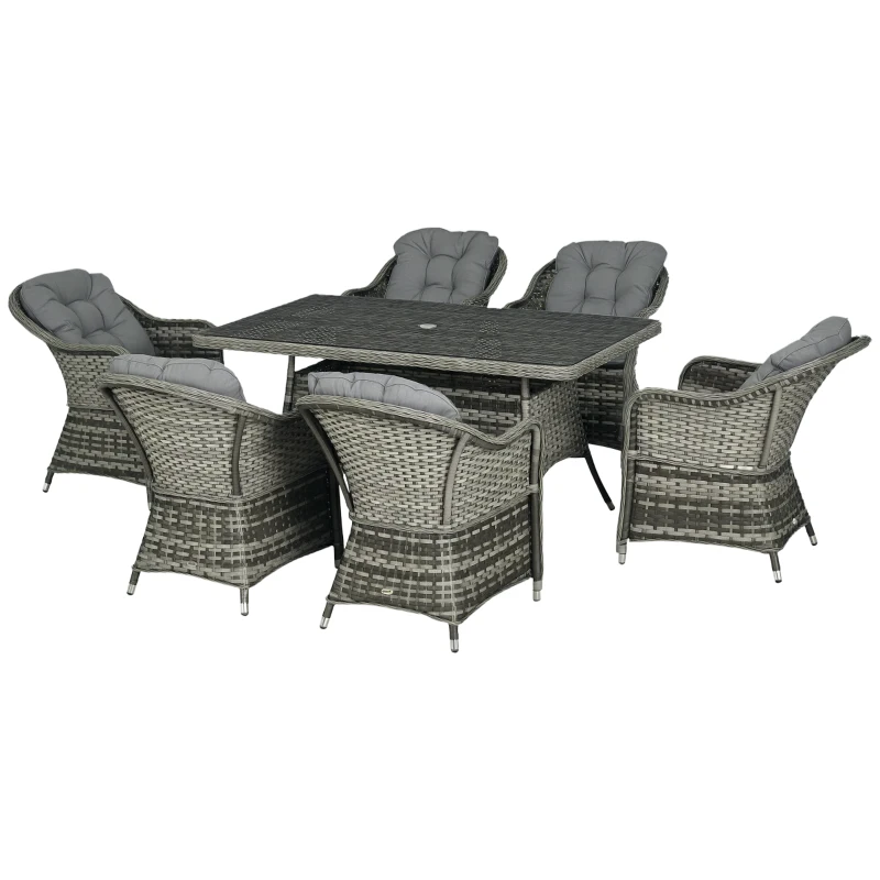 Outsunny Seven-Piece Rattan Dining Set - Grey