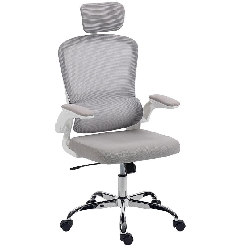 HOMCOM Mesh Back Office Chair, with Lumbar Support - Grey