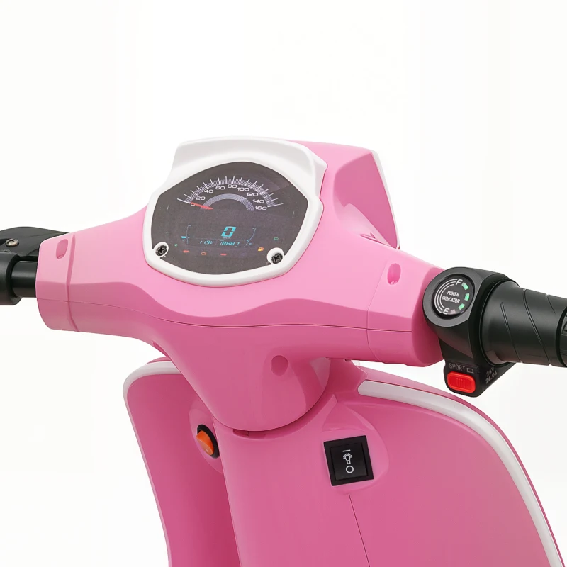 AIYAPLAY 24V Kids Electric Motorbike, Ride on Motorcycle with Manual Throttle, Brakes and LED Lights for Ages 8-12 Years, Pink