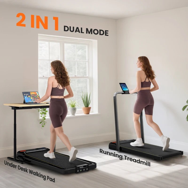 SPORTNOW Folding Walking Treadmill, Under Desk Walking Pad with Incline, Black