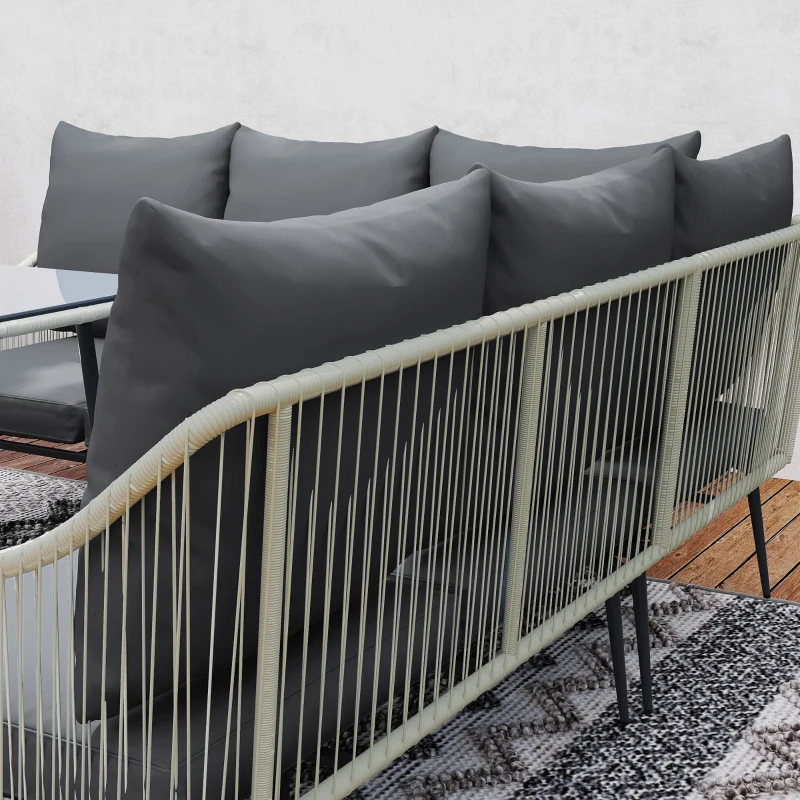 Outsunny Six-Piece Rattan Strong Garden Sofa Set - Grey