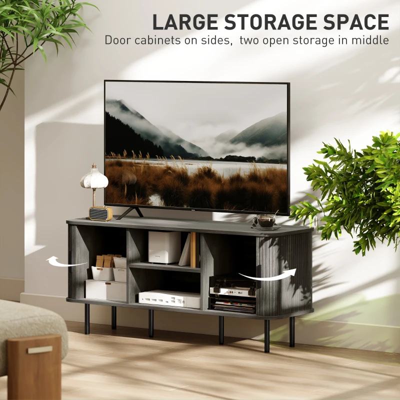 HOMCOM TV Stand Cabinet for TVs up to 55 Inches, TV Unit with Storage Shelves and Cupboard for Living Room, Grey