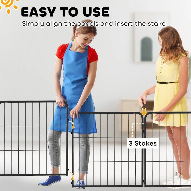 PawHut Two-Piece Dog Pen Expansion Pack for Small Dogs, 60cm Tall Animal Pen with Three Connecting Stakes
