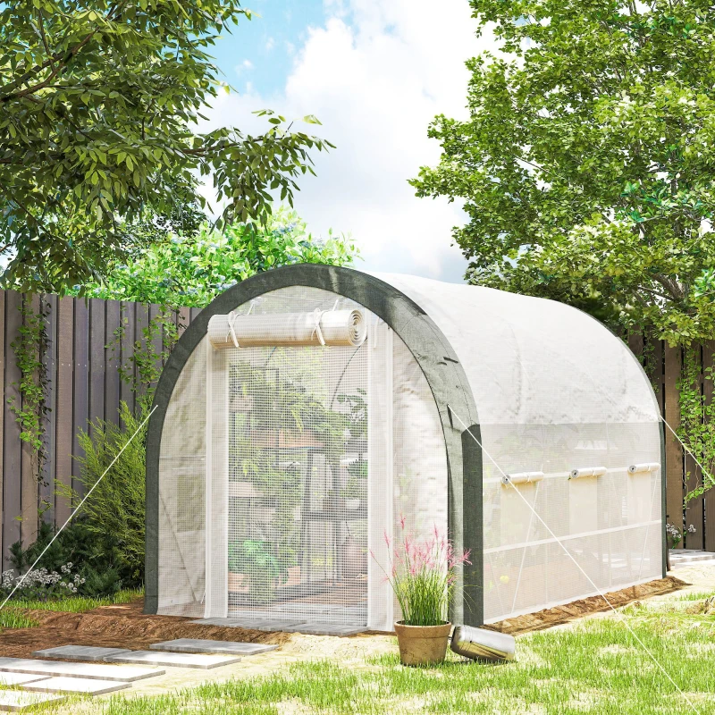 Outsunny 3 x 2(m) Walk-In Tunnel Greenhouse, with Accessories - White