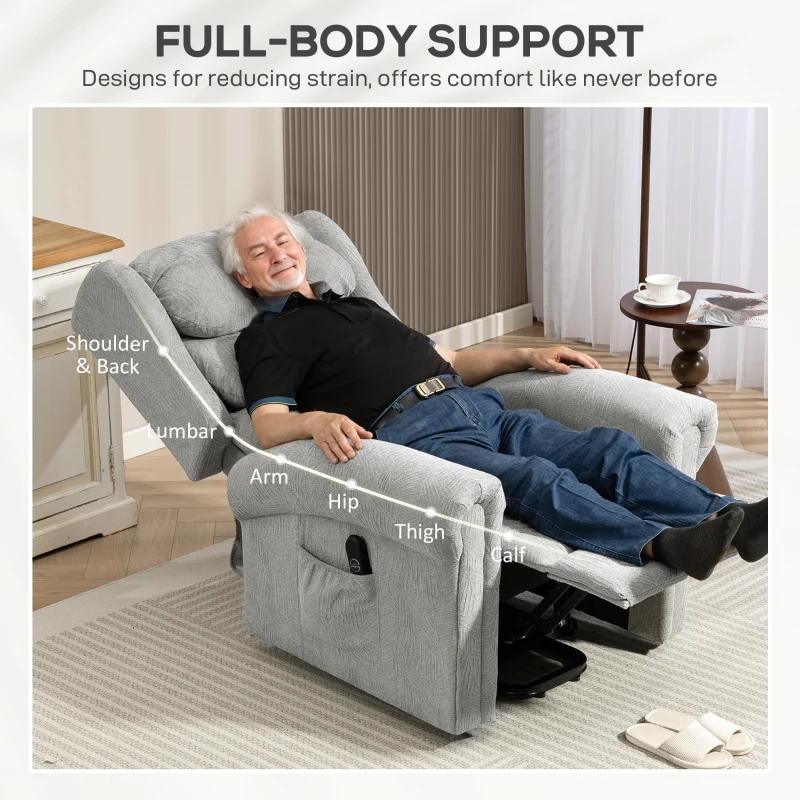 HOMCOM Velvet-Feel Electric Riser Recliner Chair - Grey