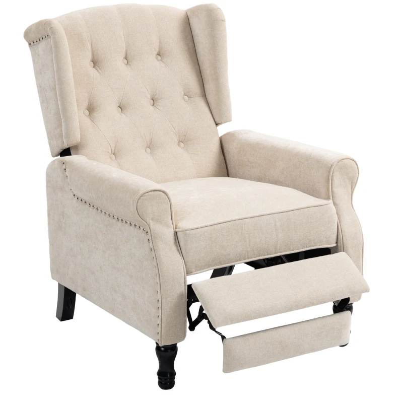 HOMCOM 150° Reclining Vintage Armchair, with footrest - Beige