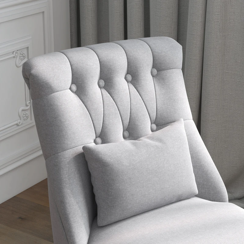 HOMCOM Poltrona per Salotto Imbottita con Cuscino e Piedini Antiscivolo, Poltrona D'Arredo in Tessuto Effetto Lino e Legno, 52.5x69x77 cm, Grigio