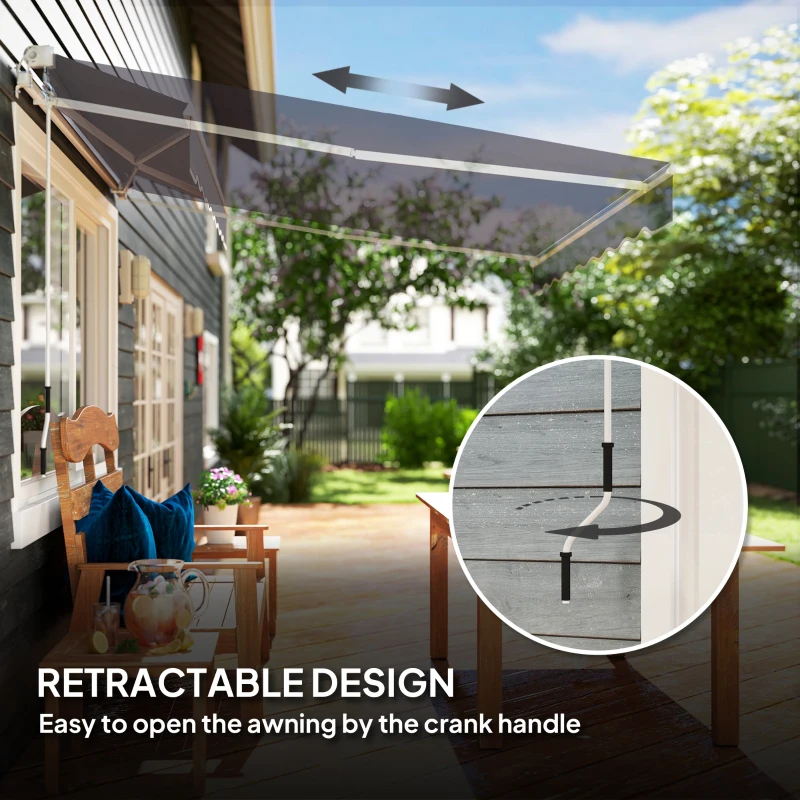 Outsunny 2 x 2.5m Manual Retractable Awning - Dark Grey