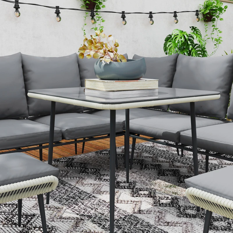 Outsunny Six-Piece Rattan Strong Garden Sofa Set - Grey
