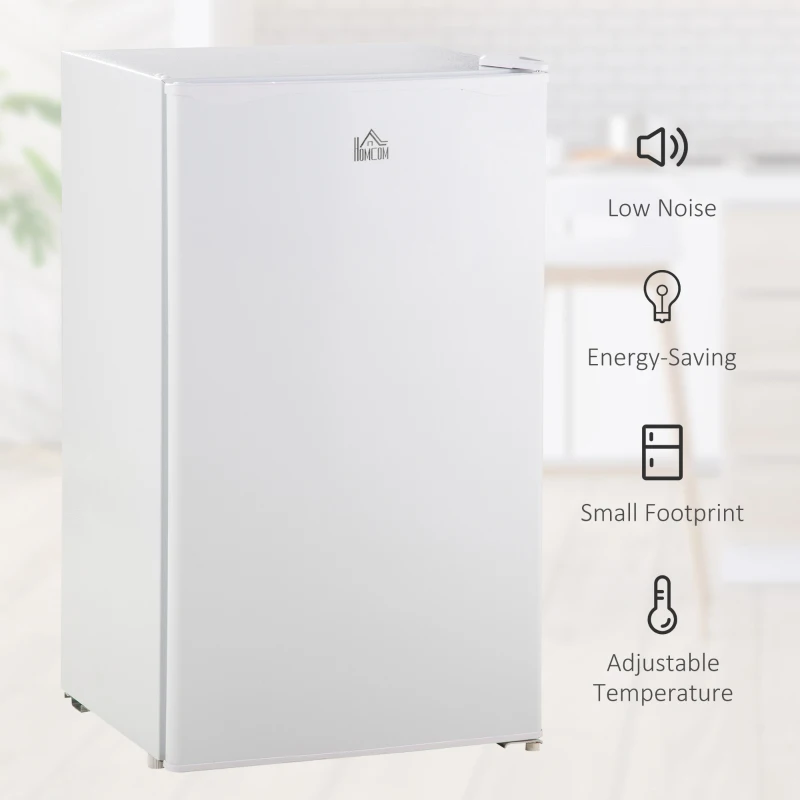 HOMCOM 91L Small Fridge with Chiller Box Under Counter Fridge with Reversible Door, Good Housekeeping Institute Approved, White