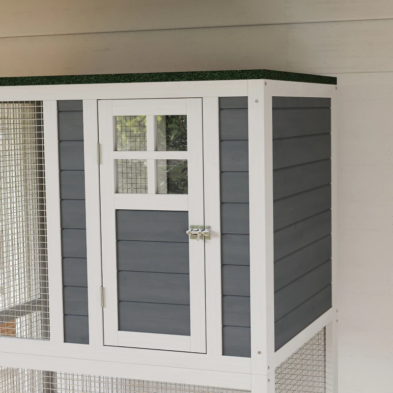 PawHut Wooden Catio Cat Outdoor Enclosure, Cat Cage with Waterproof Roof, Platforms, for Multiple Cats, White