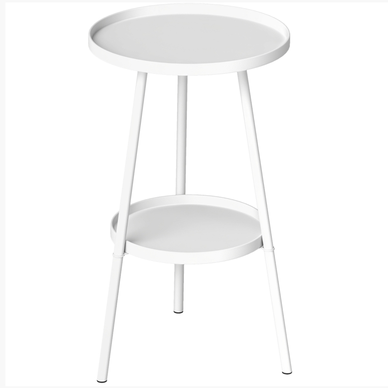 Outsunny Two-Tier Metal Garden Table - White