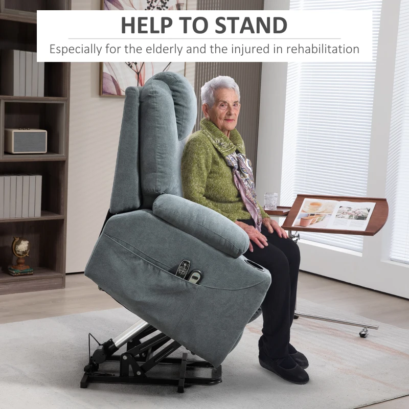 HOMCOM Power Lift Recliner Chair with Pocket Spring, Electric Lift Chair with Wide Backrest, Grey