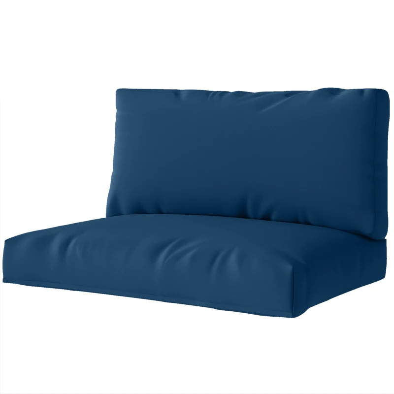 Outsunny Two Piece Seat Pallet and Back Cushions - Navy Blue