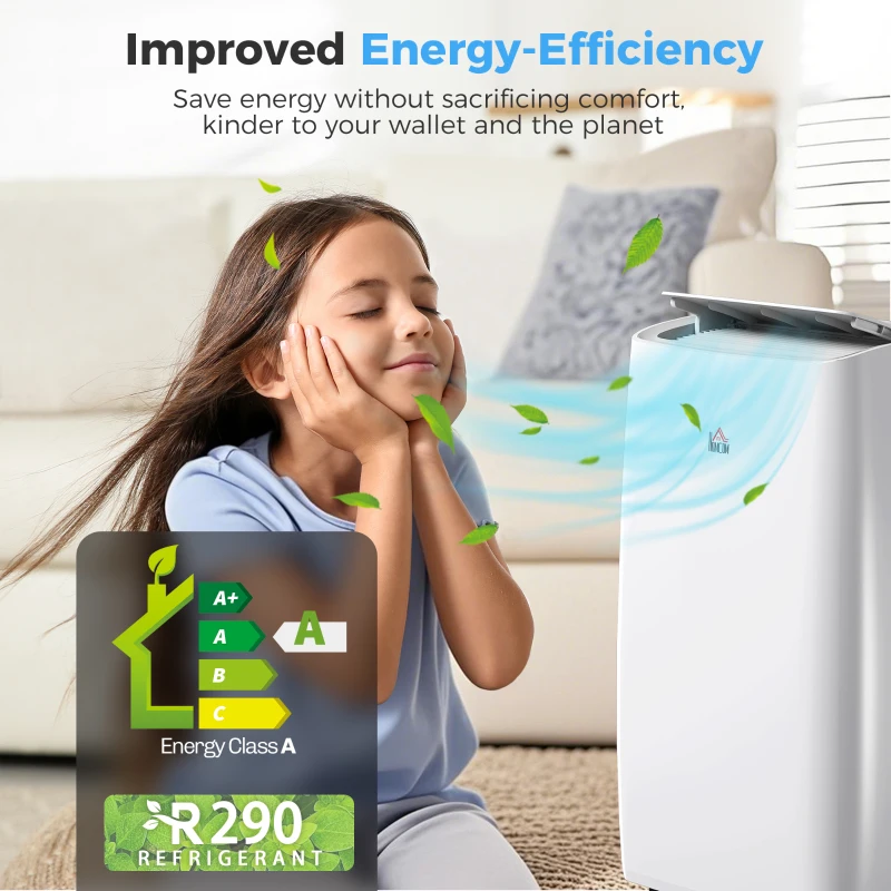 HOMCOM Portable Air Conditioner 12000 BTU, 4-in-1 Air Conditioning Unit, Dehumidifier, Cooling, Fan, Sleep Mode with 2 Speeds, Remote, LED Display, 24H Timer, Window Kit, Child Lock, 35m², Cream