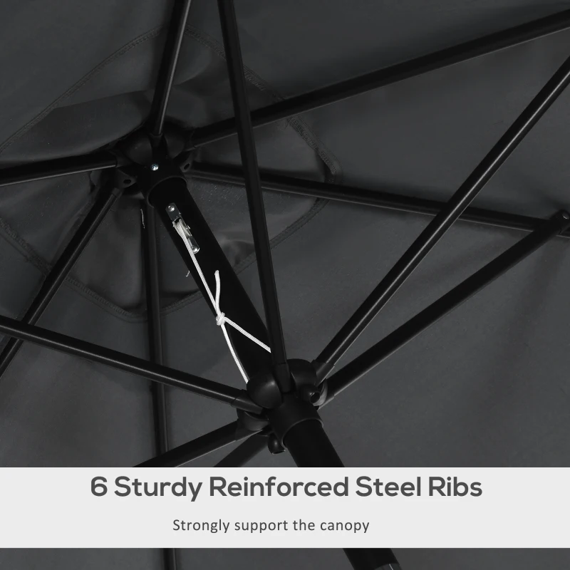 Outsunny 3x2m Garden Parasol Umbrella with Aluminium Pole, Tilt and Crank, Rectangular Outdoor Table Parasol Sun Shade for Patio, Black