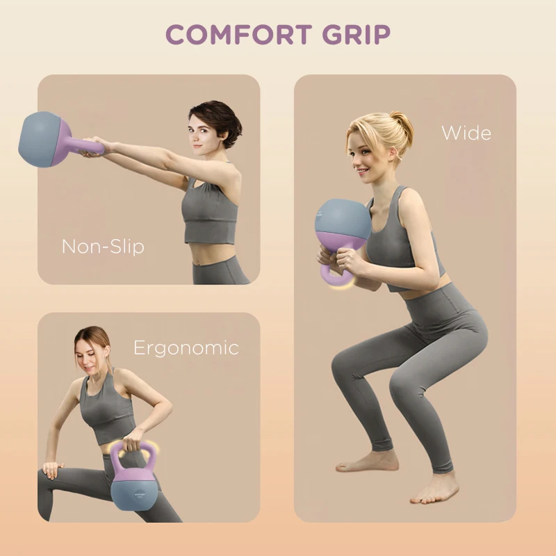 SPORTNOW 8KG Soft Kettlebell, Kettlebell with Non-Slip Handle for Home Gym, Weight Lifting, Strength Training, Purple/Grey