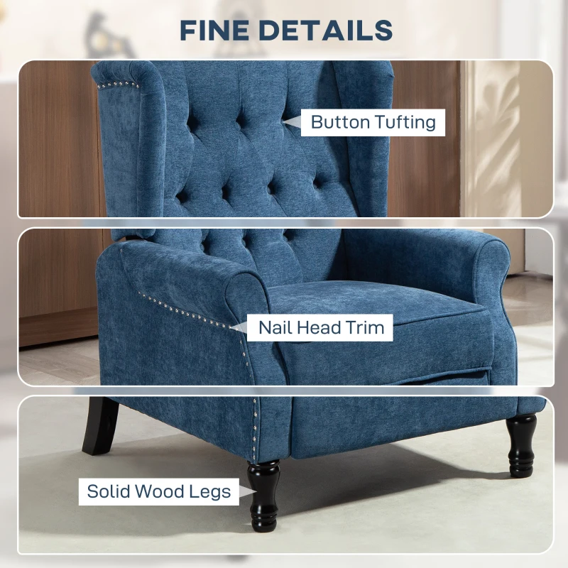 HOMCOM 150° Reclining Vintage Armchair, with footrest, Royal Blue