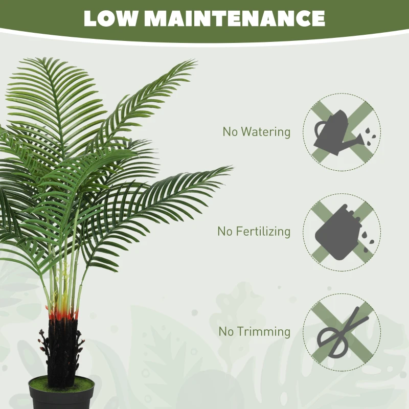 HOMCOM 120cm Artificial Areca Palm Tree with 9 PE Leaves, Decorative Artificial Plant with Plastic Pot and Flocked Soil, Fake Plant for Home Office Decor, Green