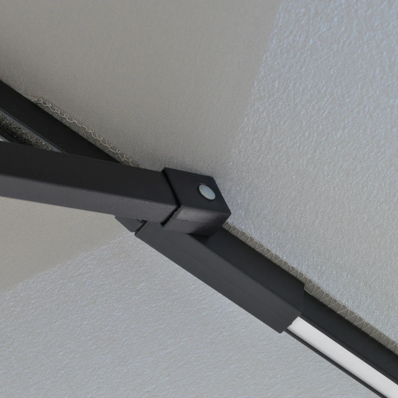 Outsunny 3m LED Light Overhanging Parasol - Light Grey