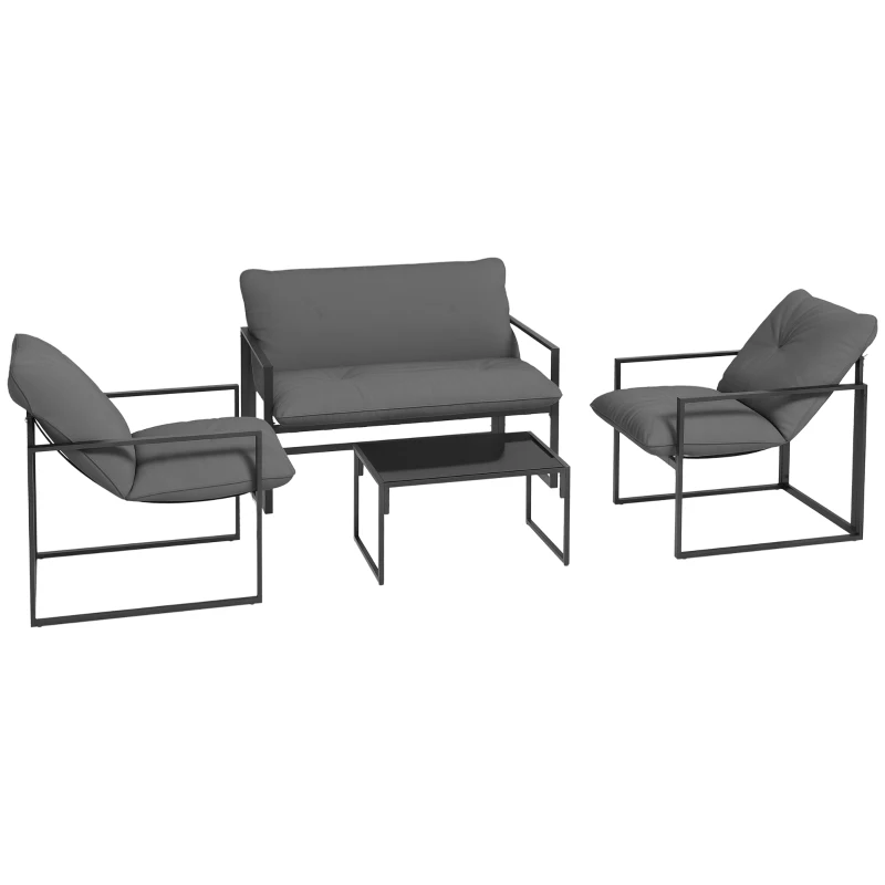 Outsunny Four-Piece Relaxed Back Garden Dining Set - Black/Grey