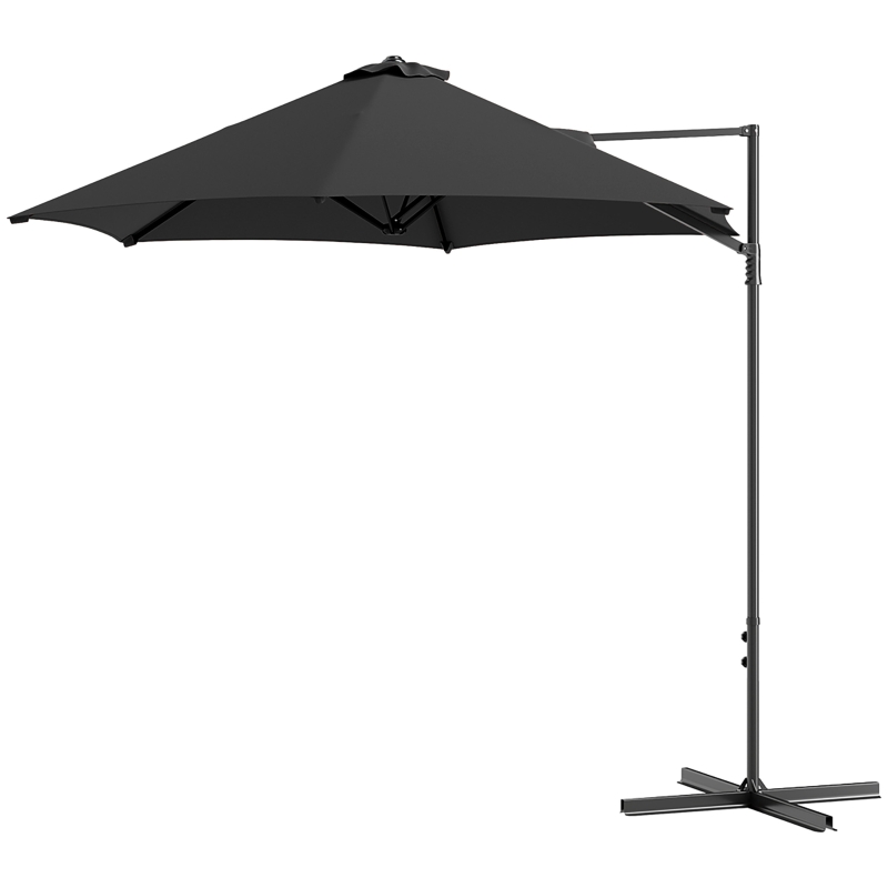 Outsunny 2.5m Rotating Cantilever Parasol - Black