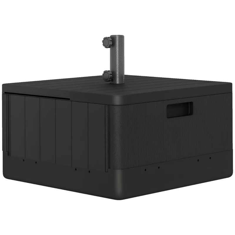 Outsunny Garden Parasol Base Outdoor Umbrella Stand with Wheels Handles, Garden Umbrella Base, Filled Up to 80kg with Stand or 50kg with Water for 38, 48 mm Poles, Black