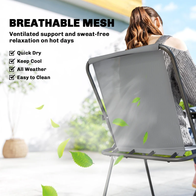 Outsunny 8 Piece Garden Dining Set with Umbrella, Garden Furniture Set with 6 Folding Chairs, Tempered Glass Table for Patio Grey