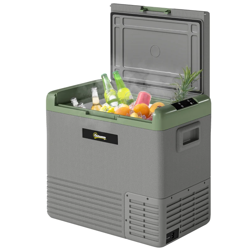 Outsunny 50L Portable Car Refrigerator - Light Green and Grey