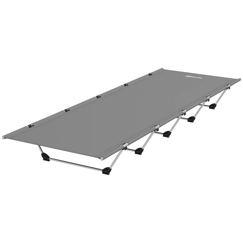 Outsunny Lightweight Camping Bed, Aluminium Portable Camp Cot w/ Strong Support 150kg and Carry Bag for Camping, Dark Grey