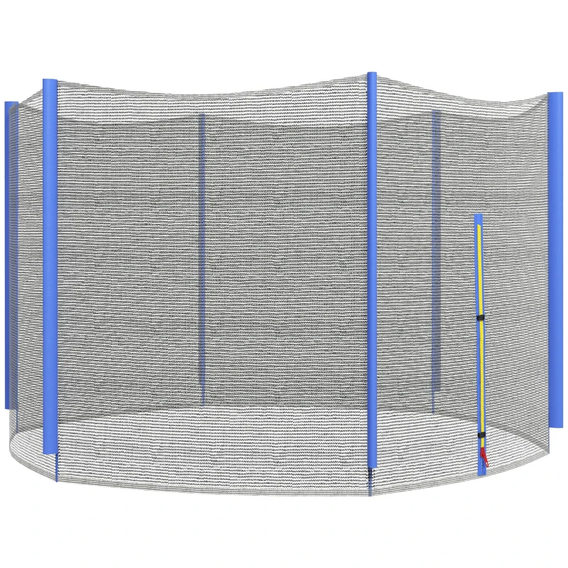 SPORTNOW 10ft Trampoline Net Replacement with 6 Plastic Pole Covers, Weather-Resistant Trampoline Netting Replacement with Zipped Entrance, Poles Not Included, Blue