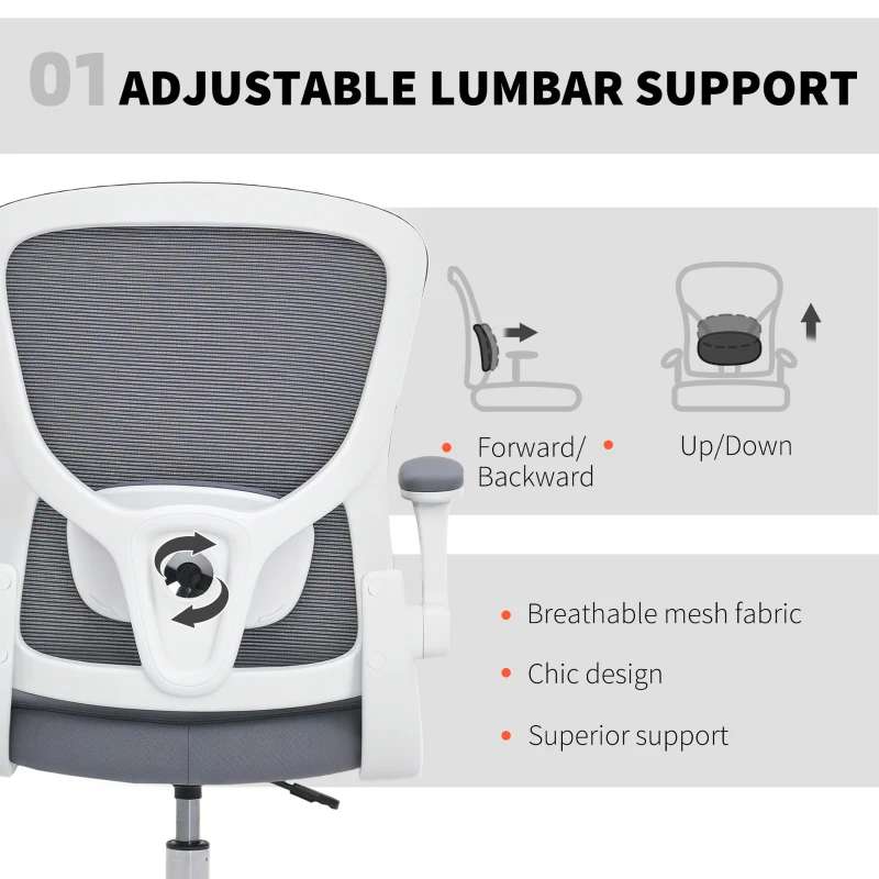 HOMCOM Draughtsman Chair, with Adjustable Lumbar - Charcoal Grey