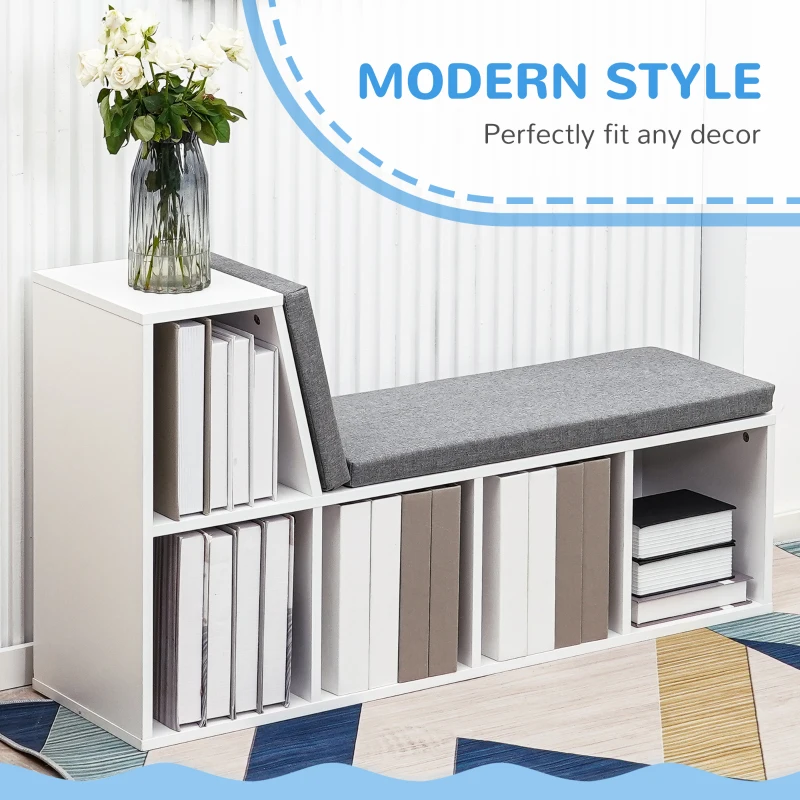 HOMCOM 2 Tier Modern Bookcase Bookshelf with Removable Cushions