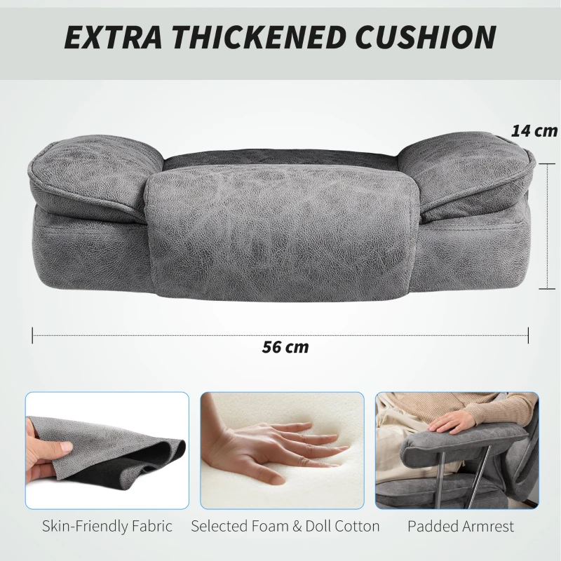 HOMCOM Leathaire Reclining Office Chair with Lumbar Support Pillow - Grey