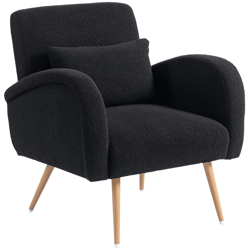 HOMCOM Teddy Fleece Accent Chair - Black