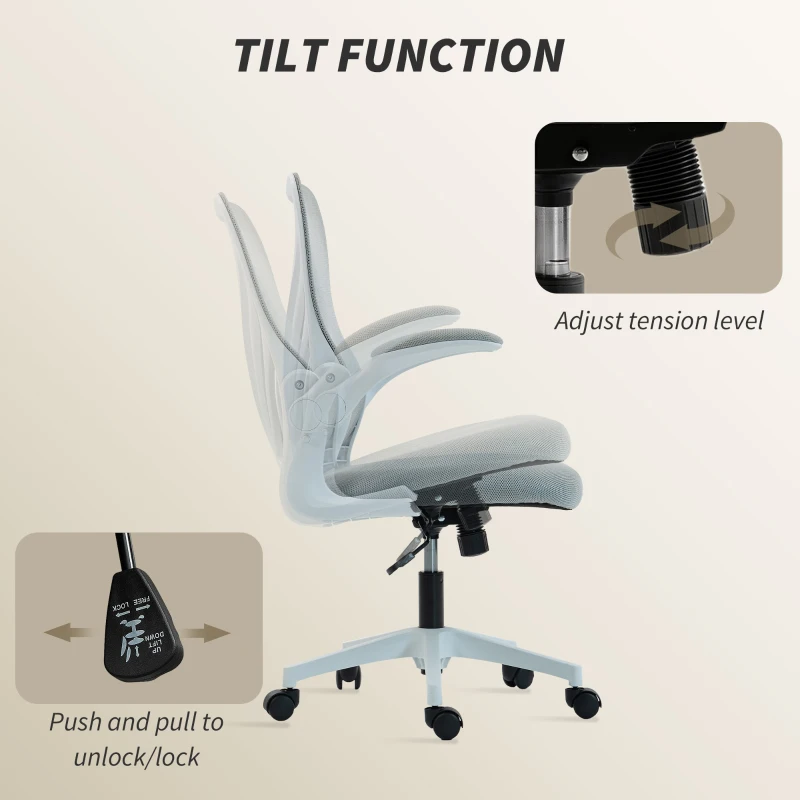 HOMCOM Mesh Office Chair with Foldable Backrest - Light Grey