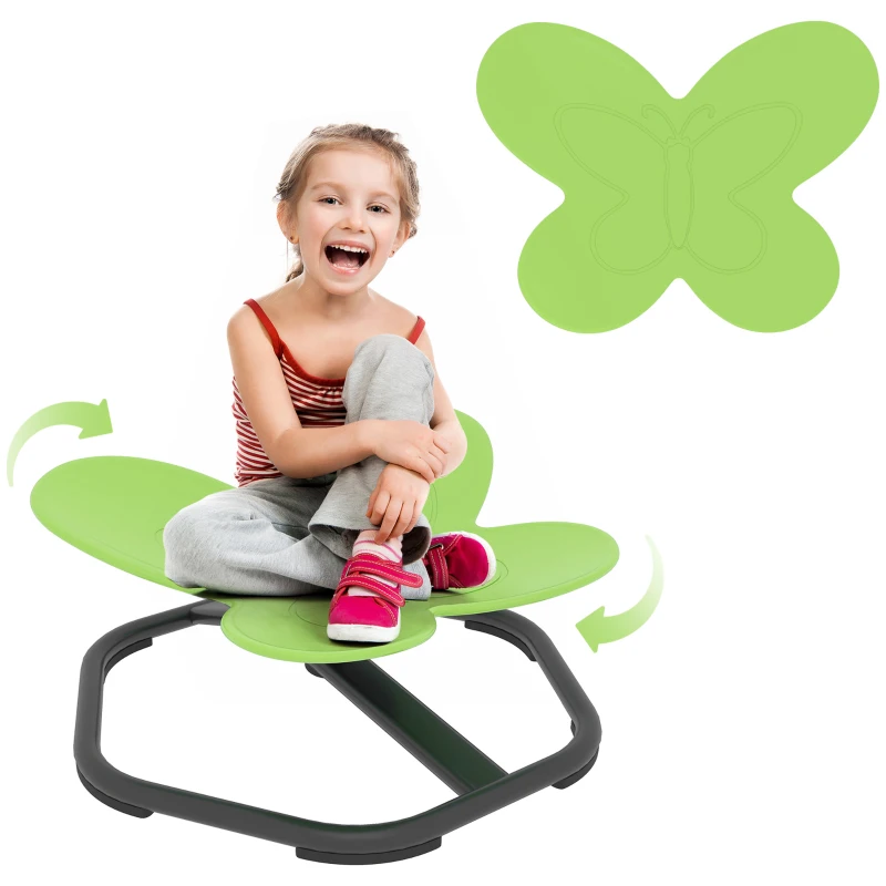 AIYAPLAY Butterfly-Shaped Kids Swivel Chair, Sensory Spinning Chair for Balance and Coordination Training, Green