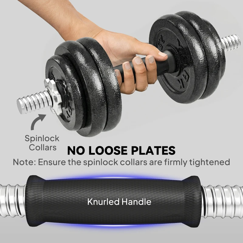 SPORTNOW 2-in-1 Adjustable Dumbbells Set, 30kg Cast Iron Weights Dumbbells Set with Non-Slip Grip for Strength Training, Weight Lifting, Bodybuilding, Home Gym Workout Equipment for Men & Women
